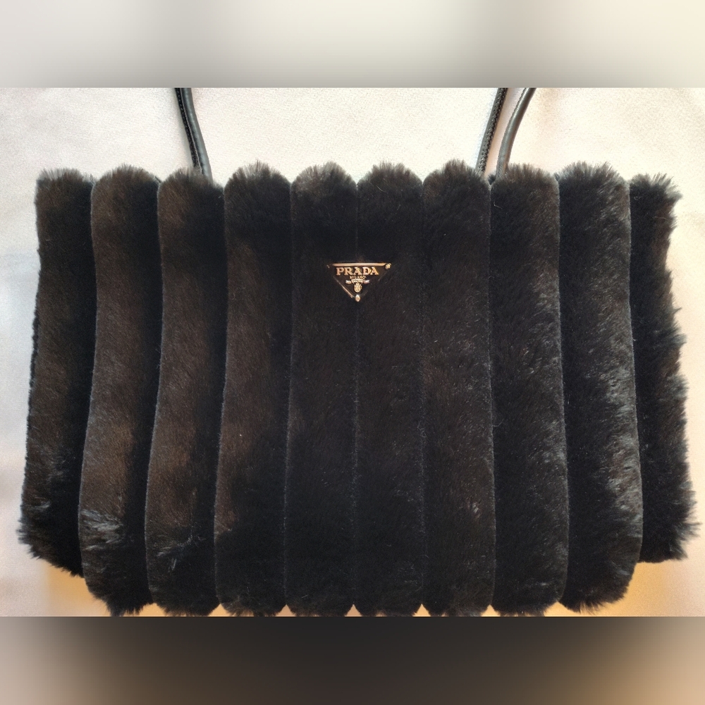 PRADA NEW Black Faux Mink Fur Tote Bag New Redemption Exclusive Bag NWT VIP GIFT - Picture 6 of 14